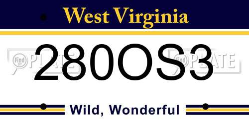 280OS3 West Virginia License Plate