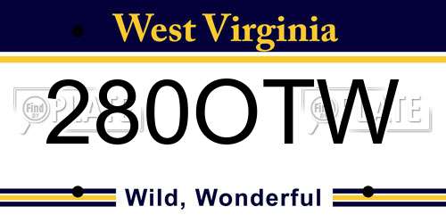 280OTW West Virginia License Plate