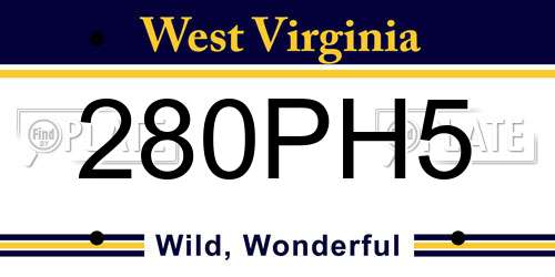 280PH5 West Virginia License Plate