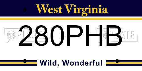 280PHB West Virginia License Plate