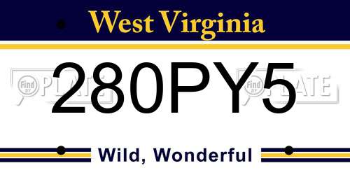 280PY5 West Virginia License Plate