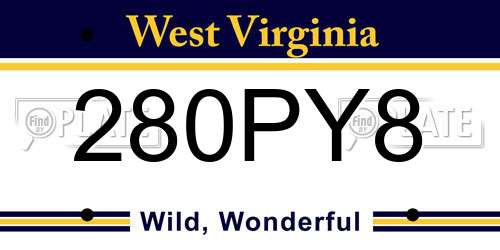 280PY8 West Virginia License Plate