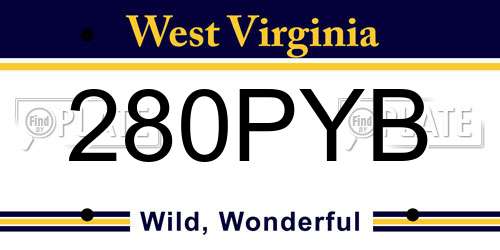 280PYB West Virginia License Plate