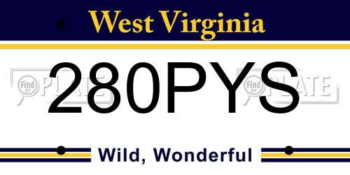 280PYS West Virginia License Plate