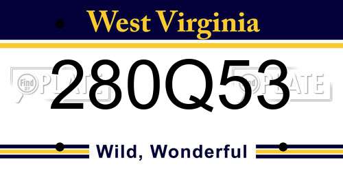 280Q53 West Virginia License Plate