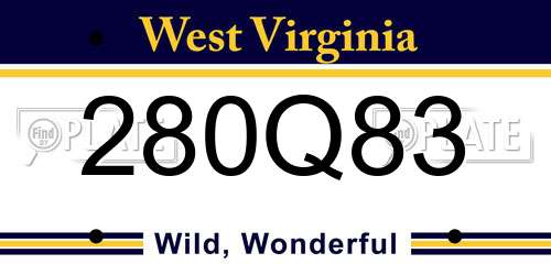280Q83 West Virginia License Plate