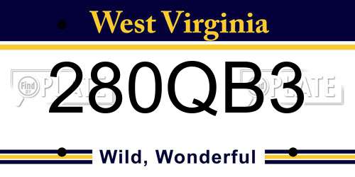 280QB3 West Virginia License Plate