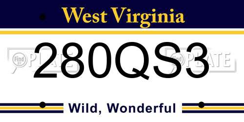 280QS3 West Virginia License Plate