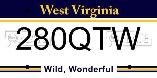 280QTW West Virginia License Plate