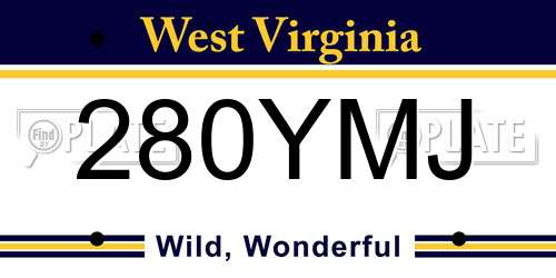 280YMJ West Virginia License Plate