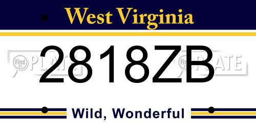 2818ZB West Virginia License Plate
