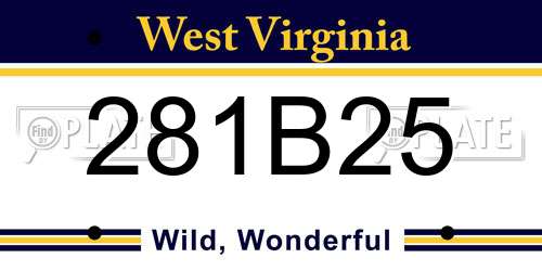 281B25 West Virginia License Plate