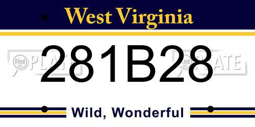 281B28 West Virginia License Plate