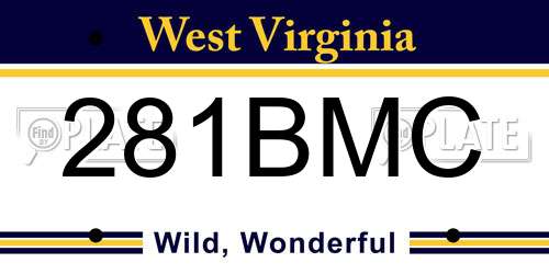281BMC West Virginia License Plate