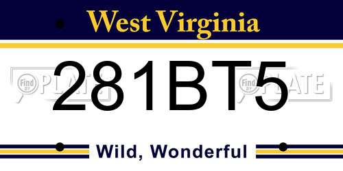 281BT5 West Virginia License Plate