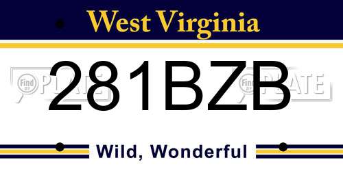 281BZB West Virginia License Plate