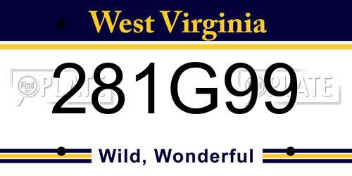 281G99 West Virginia License Plate