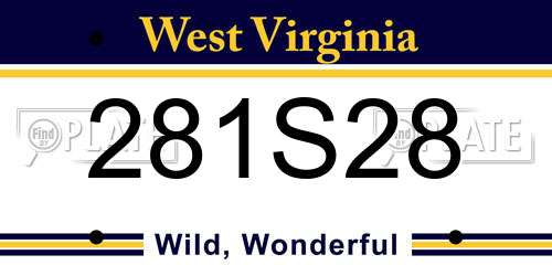 281S28 West Virginia License Plate