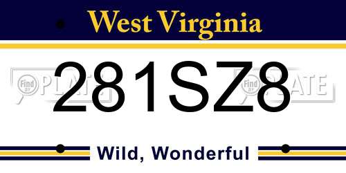 281SZ8 West Virginia License Plate