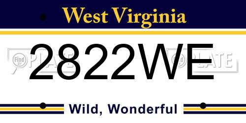 2822WE West Virginia License Plate
