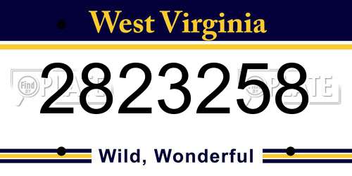 2823258 West Virginia License Plate