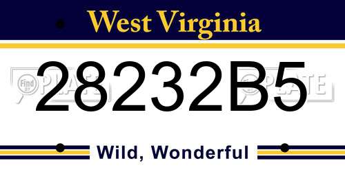 28232B5 West Virginia License Plate