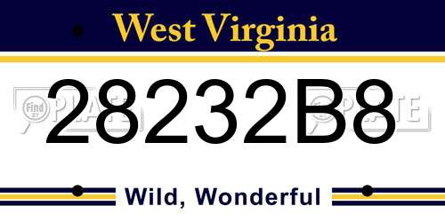 28232B8 West Virginia License Plate
