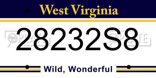 28232S8 West Virginia License Plate
