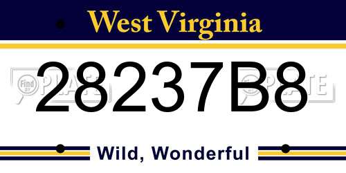 28237B8 West Virginia License Plate