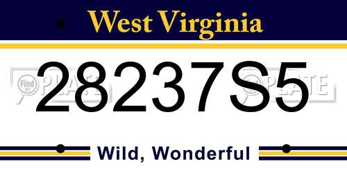 28237S5 West Virginia License Plate