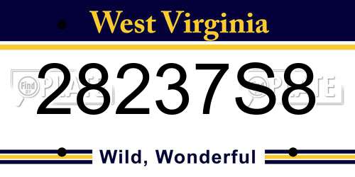 28237S8 West Virginia License Plate