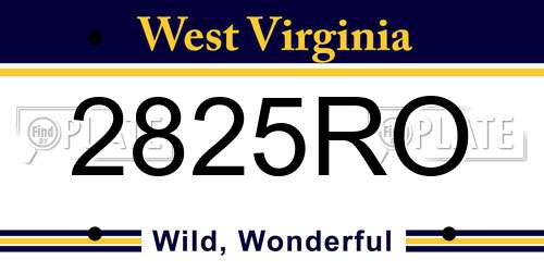 2825RO West Virginia License Plate