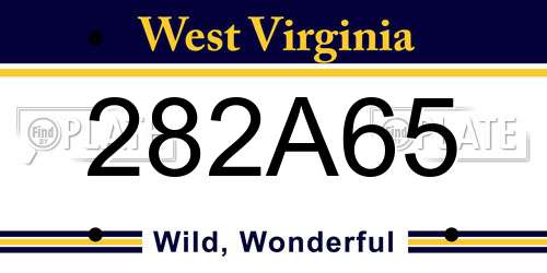 282A65 West Virginia License Plate