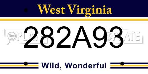282A93 West Virginia License Plate