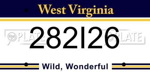 282I26 West Virginia License Plate