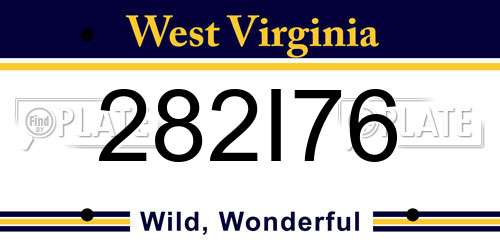282I76 West Virginia License Plate