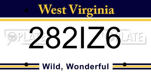 282IZ6 West Virginia License Plate