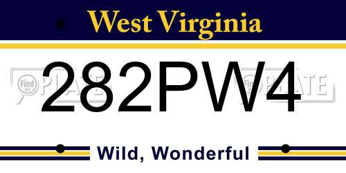282PW4 West Virginia License Plate