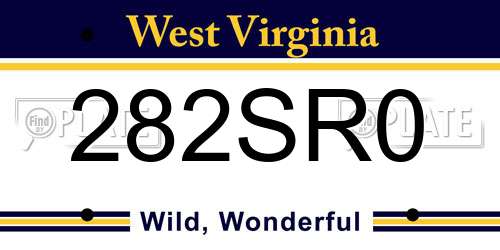 282SR0 West Virginia License Plate