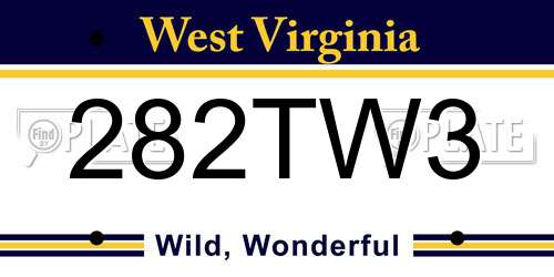 282TW3 West Virginia License Plate