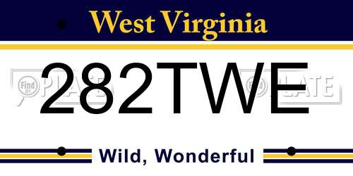 282TWE West Virginia License Plate