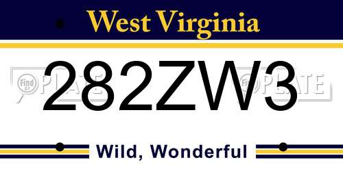 282ZW3 West Virginia License Plate
