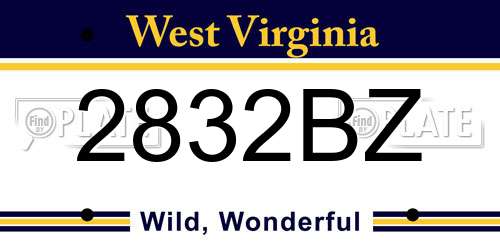 2832BZ West Virginia License Plate