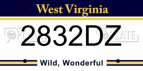 2832DZ West Virginia License Plate