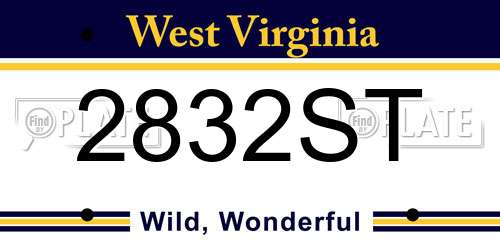 2832ST West Virginia License Plate