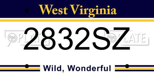 2832SZ West Virginia License Plate
