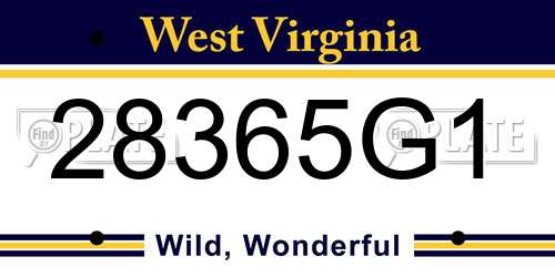 28365G1 West Virginia License Plate