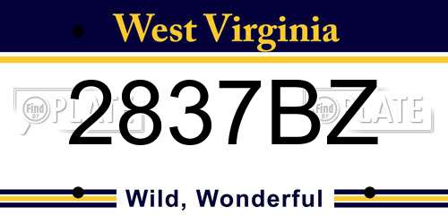 2837BZ West Virginia License Plate