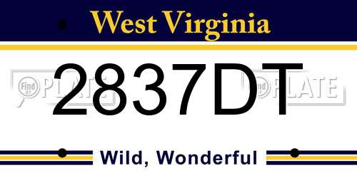 2837DT West Virginia License Plate