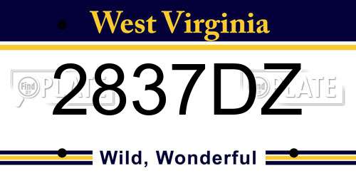 2837DZ West Virginia License Plate